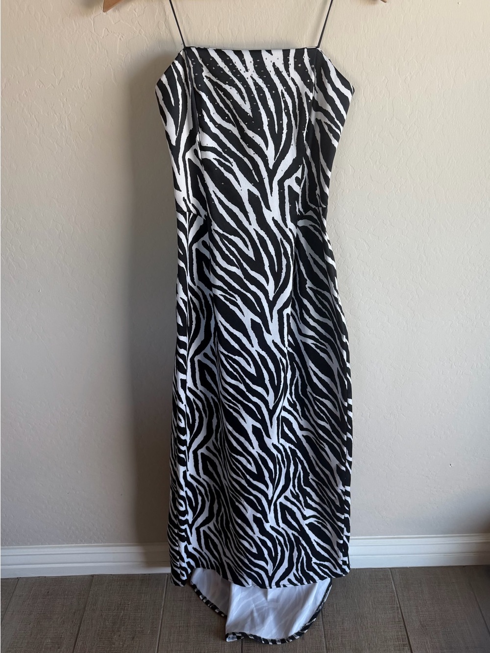 VTG Rampage Zebra High-Low Slip Dress 90s Y2K Prom Chic